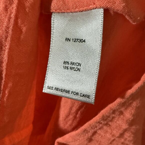 John Mark Top XL Orange Peach Wire Collar Boho Buttons Roll Tab Sleeve Lagenlook - Picture 7 of 7